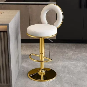Modern Nordic Minimalist Swivel Bar Stools White Faux Leather Kitchen and Bar Chairs Durable Contemporary Design