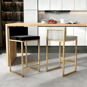 Modern Nordic Style Light Luxury Steady Metal Bar Chair for Home Bar Hotel Restaurant Dining Living Room Use