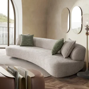 Modern Nordic Style Living Room Luxury Furniture Indoor Curved Elegant 3 Seater Sectional Sofa
