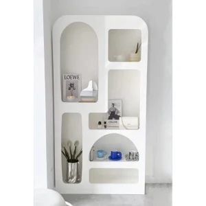 Modern Nordic Style White MDF Wooden Bookshelf Standing Display Storage Shelves for Living Room & Bedroom for School Use