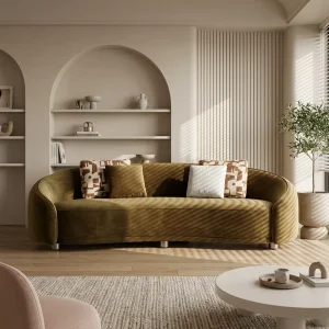Modern Nordic Velvet Fabric Sofa Curved Sofa Couch Living Room Home Office Upholstery Luxury Villa Apartment Sofa Set