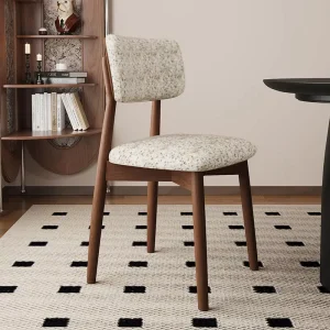 Modern Oak Wood Dining Chair with Faux Leather Upholstery Solid Wood Legs for Apartment Bathroom Workshop Office Use