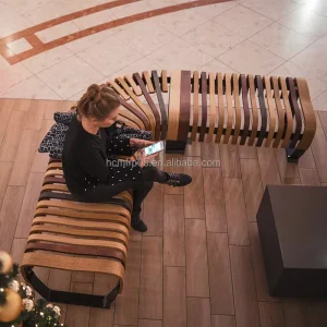 Modern Oak Wood and Steel Frame Public Waiting Lounge Chair for Indoor Shopping Mall Use with Custom Design