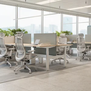 Modern Office Adjustable 4-Seater Height-Control Desk with Memory and Safety Features Customizable Colors