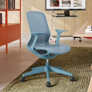 Modern Office Chairs for Home Office Ergonomic Mesh Adjustable Nylon Chairs with Blue Color