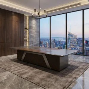 Modern Office Conference Table School Boardroom Furniture 3D Texture CEO Meeting Desk Integrated Wireless Charging E1 MDF