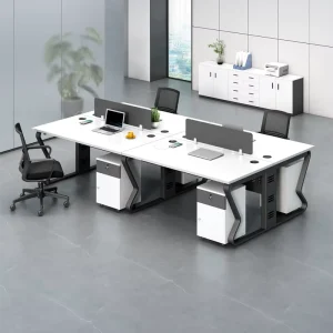 Modern Office Cubicle 2 4 Person Aluminum L Shape Computer Table Cubicle Office Workstation Wood Table Office Partition Desk