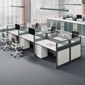 Modern Office Cubicle 2 4 Person Aluminum L Shape Modern Cubicle Office Workstation Wood Table Office Partition Desk