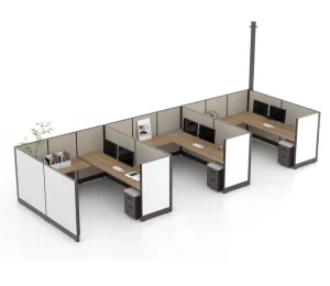 Modern Office Cubicles with Aluminum Wooden Frame Office Cubicle Partition Workstation Table for Staff Office Cubicle Desk