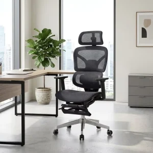 Modern Office Ergonomic Computer Desk Chair Swivel Mesh Lumbar Support with Footrest Reclining Plastic Furniture