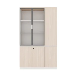 Modern Office File Cabinets Glass Door High Grade Wooden Bookshelf Bookcases Filing Cabinets