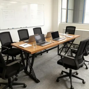 Modern Office Furniture Conference Table Conference Room Table Metal Frame Meeting Table Support Custom Logo Packaging
