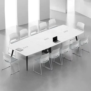 Modern Office Furniture Meeting Room Table Desk Boat Shape White Meeting Table for 6 8 10 12 14 16 People