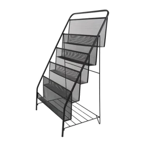 Modern Office Furniture Metal Iron Magazine Rack Smart Switch Cam Lock Black Storage Baskets