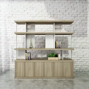 Modern Office Furniture Modular Low Filing Storage Cabinet Industrial Wooden Display Bookcase Book Shelf