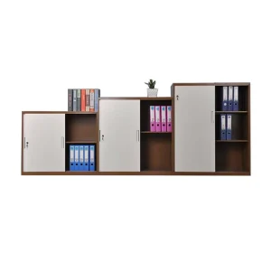 Modern Office Furniture Two Sliding Doors Metal Steel Half Height Filing Cabinet File Cupboard