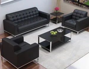 Modern Office Furniture Waiting Room Reception Leisurely Leather Single 2 3 Seater Sofa