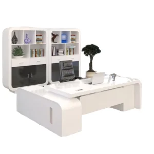 Modern Office Furniture White Boss Desk Executive Desk Luxurious Office Furniture President’s Work Desk