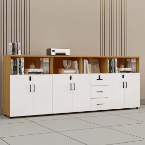 Modern Office Furniture White Particle Board Filing Cabinet Key Lock Storage Solution Data Archives Partition Wooden Cabinets