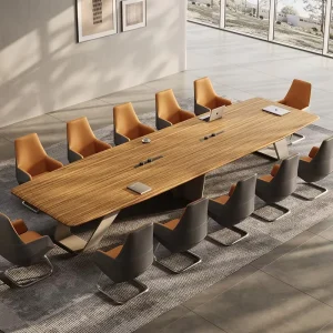 Modern Office Furniture Wood Panel Desk Set Conference Room Boardroom Meeting Table with Chairs