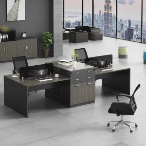 Modern Office Furniture Workstation Wooden Aluminum Frame Lock Drawer Combination Multi Person Side by Side Office Cubicle