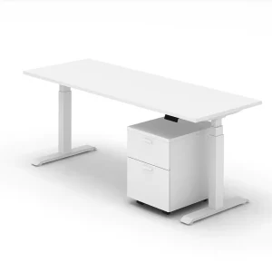 Modern Office Furniture Xinda Clover Electric Adjustable Height Desk White Single Motor Standing Iron Construction 3 Year