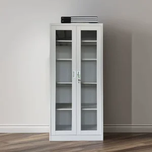 Modern Office Glass Frame Metal Filing Cabinet with Glass Doors for School Supermarket Basement Dining Use