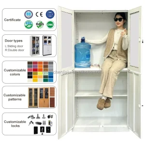 Modern Office Metal File Cabinet with 2 Doors Adjustable Shelving Eco Friendly Design Commercial Use