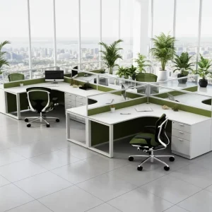 Modern Office Partition Call Center Round Table with MDF Material Durable Easy Assembly Cubicle Workstation