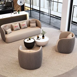 Modern Office Sofa PU Leather Set with Coffee Table Ergonomic Design Business Furniture