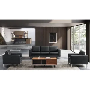 Modern Office Sofa Set Public Area Reception Metal Frame Office Leather Sofa
