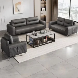 Modern Office Sofa Set for Living Room Business Reception Synthetic Leather Cover