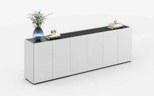 Modern Office Storage Cabinet with Drawers and Doors Low Credenza for Executive Office