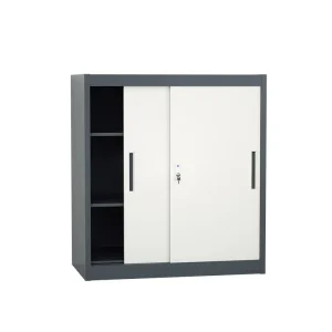 Modern Office Storage Cabinet with Two Sliding Doors Low Height Steel Cupboard Under Desk for School Use