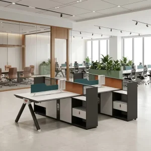 Modern Office Workstation Cubicle System with Integrated Storage Cabinet Modular Staff Desk for Business