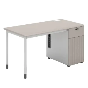 Modern Office Workstation with Rectangular Desk and PVC Upper Commercial Furniture