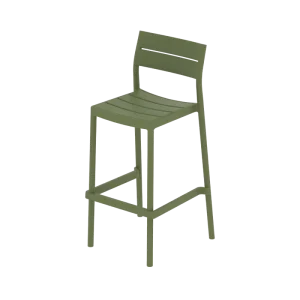 Modern Olive Green PP Plastic Bar Stool Outdoor Stackable Slatted High Bar Chair for Cafe Restaurant Patio