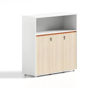 Modern Open Storage Shelves Office File Cabinet Credenza with 3 Doors for Bedroom and Home Office Use Vertical Design