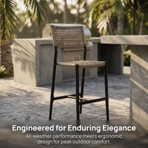 Modern Outdoor Bar Stool Aluminum Rope 1pc MOQ High-End Patio Chair for Restaurant and Cafe