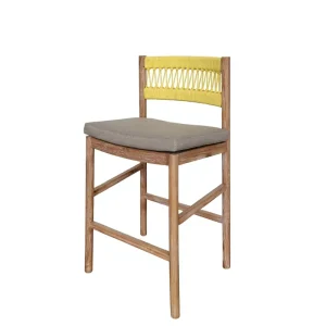Modern Outdoor Bar Wooden Teak Wood Bistro Wine Cabinet Club Couches Rope Bar High Stool Chair