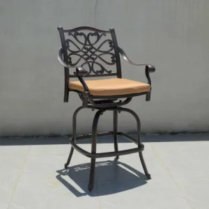 Modern Outdoor Bistro Party Table and Swivel Bar Chair with Aluminium Frame for Bar Restaurant Furniture