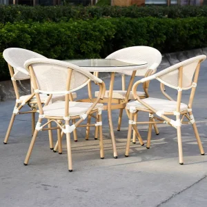 Modern Outdoor Dining Chairs with Aluminum and Fabric Bissio Terrace Chairs for Courtyard Villa Park Use