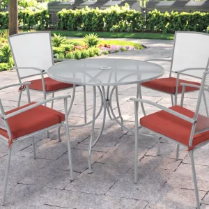 Modern Outdoor Dining Table Mesh Chairs 5PCS Set Aluminum Frame EN 581 Certified Customized Colors Hotel Villa
