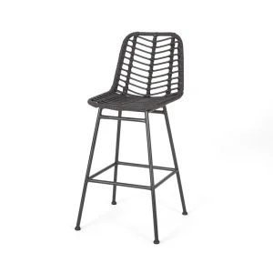 Modern Outdoor Furniture Rattan Woven High Bar Stools Terrace Patio Garden Hotel Restaurant Living Room Wicker Bar Chairs