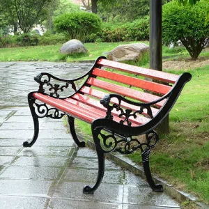 Modern Outdoor Garden Chairs for Park Communities Solid Wood Plastic Wood Cast Iron Backrests Comfortable Seating Patio Bench