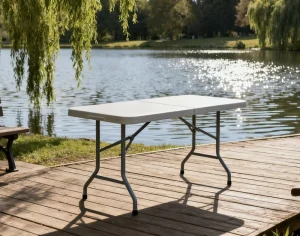 Modern Outdoor Garden Dining Furniture HDPE White Top Buffet 6FT Plastic Foldable Table for Hotel and Hospital Use