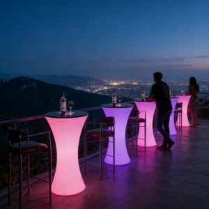 Modern Outdoor LED Bar Furniture Set Home Bar Waterproof IP65-IP68 Rechargeable Lithium Battery Hotel 16 Colors Changing