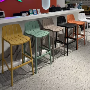 Modern Outdoor Patio Bar Stool Stylish Colorful Lightweight PP Eco-Friendly Durable Waterproof for Living Room Mall Garden Party