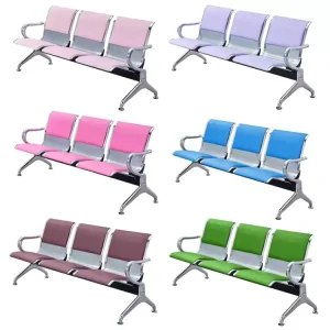 Modern Outdoor Public Airport Waiting Chair for Hospital Hotel Use PU Leather Cushion Cover Soft Sponge Seat
