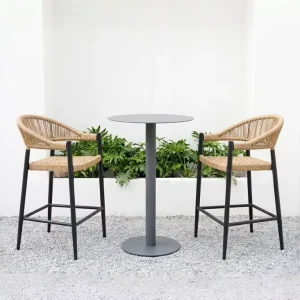 Modern Outdoor Restaurant Bar Chairs and Aluminum Dining Table Set for Patio Garden Pool Home Hotel Bistro Balcony